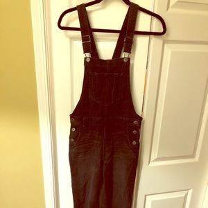 Black denim overalls